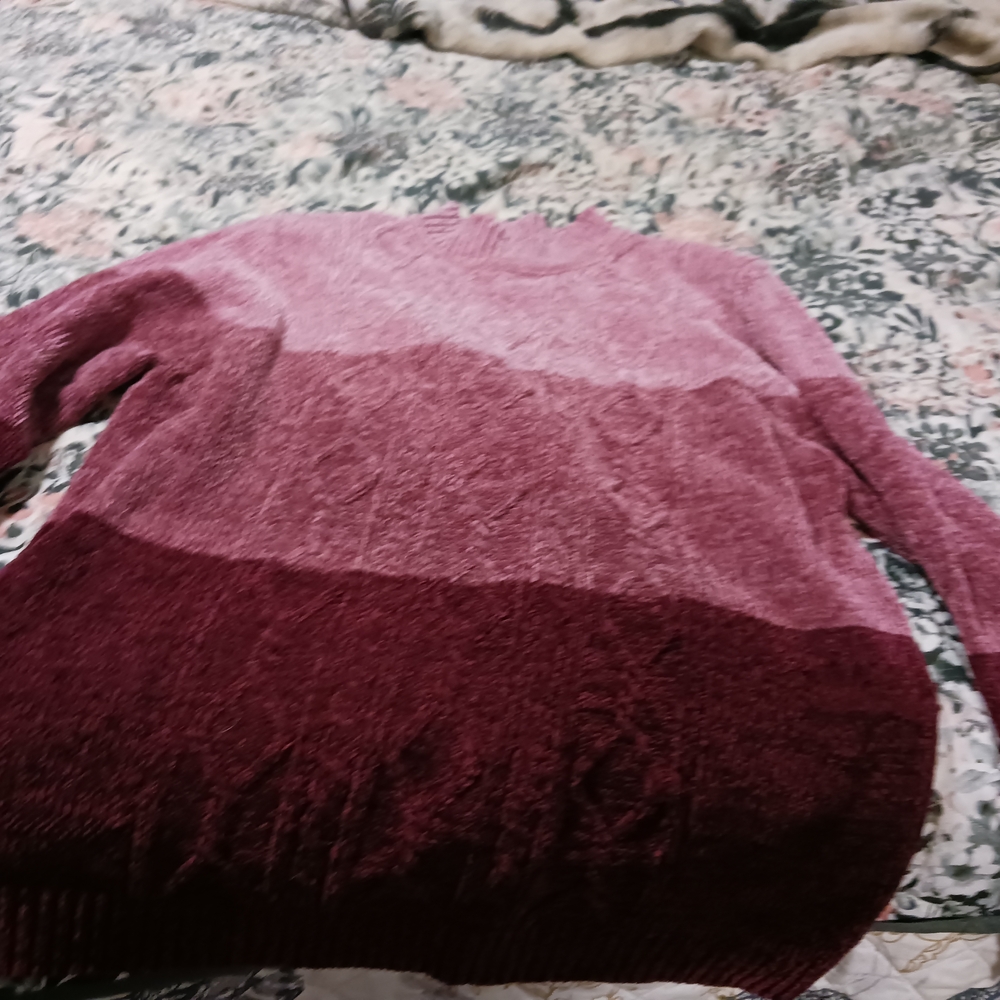 Alfred Dunner Gradient Pink and Burgundy Turtleneck Sweater